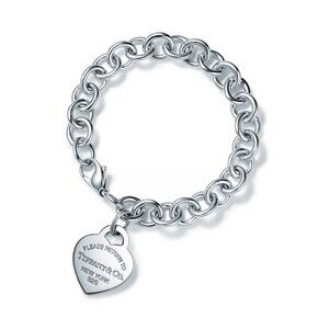 Tiffany & Co. Silver Heart Chain Bracelet Size S